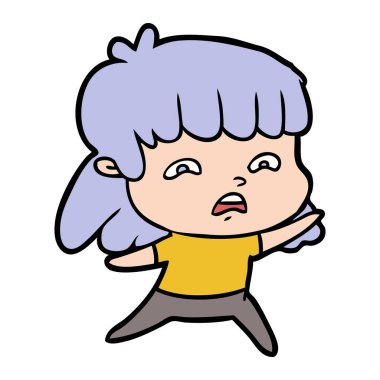 vektör çizim karikatür endişeli kadın