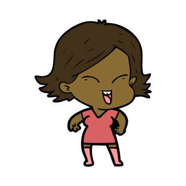 mutlu çizgi film kız vektör çizim