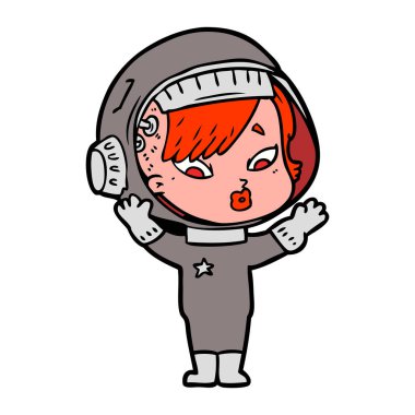 vektör çizim karikatür astronot kadın