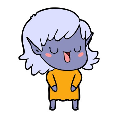 vektör çizim karikatür elf kızı