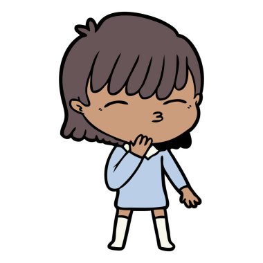 Çizgi filmdeki kadının vektör çizimi