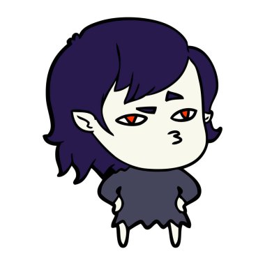 Çizgi filmdeki vampir kızın vektör çizimi