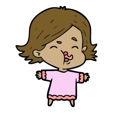 çizgi film kız yüz çekerek