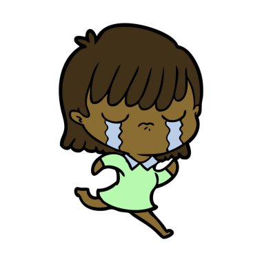 vektör çizim karikatür kadının ağladığını