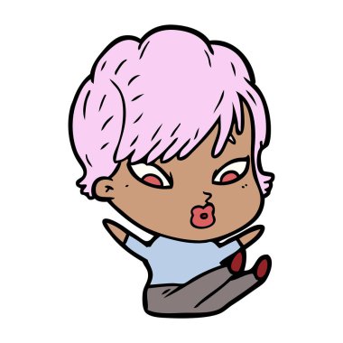 Çizgi filmdeki kadının vektör çizimi