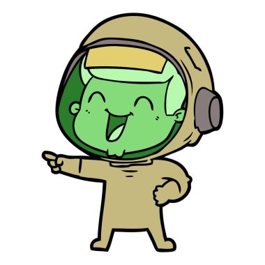mutlu karikatür astronot vektör çizim