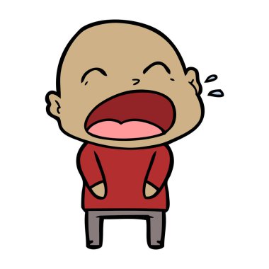 karikatür bağırarak kel adam