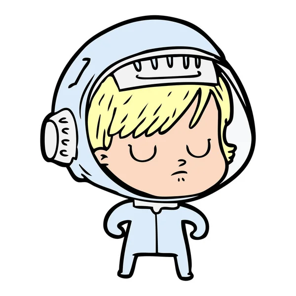 Vektör Çizim Karikatür Astronot Kadın — Stok Vektör