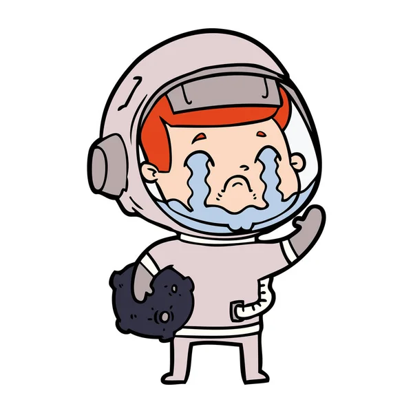 Vector Illustration Cartoon Crying Astronaut — Stock Vector