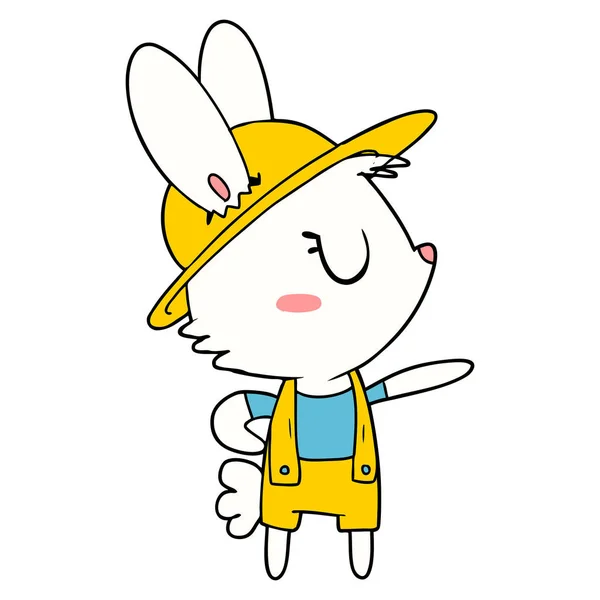 Dibujos Animados Conejo Constructor Trabajador — Vector de stock