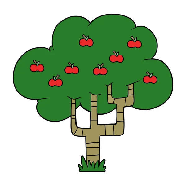 Vektorillustration Tecknad Äppelträd — Stock vektor