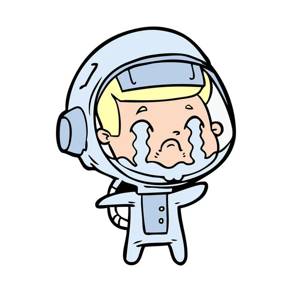 Vektorillustration Tecknad Gråtande Astronaut — Stock vektor