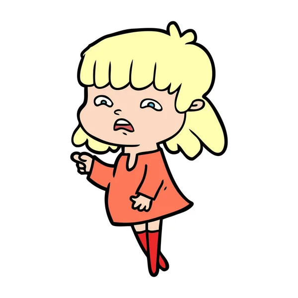 Vectorillustratie Van Cartoon Bezorgd Vrouw — Stockvector