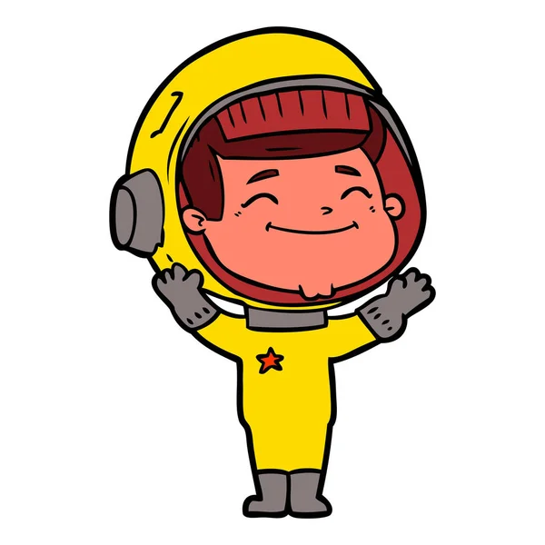 Vektorillustration Glad Cartoon Astronaut — Stock vektor