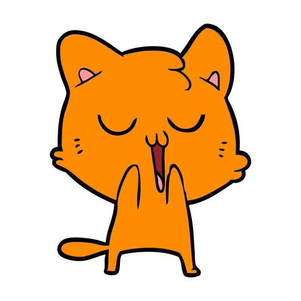 Vector Illustration Cartoon Cat Singing — Stock Vector