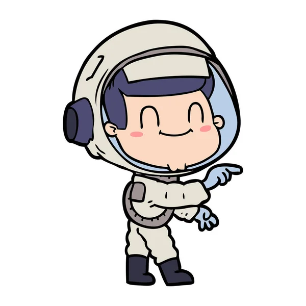Feliz Homem Dos Desenhos Animados Astronauta — Vetor de Stock