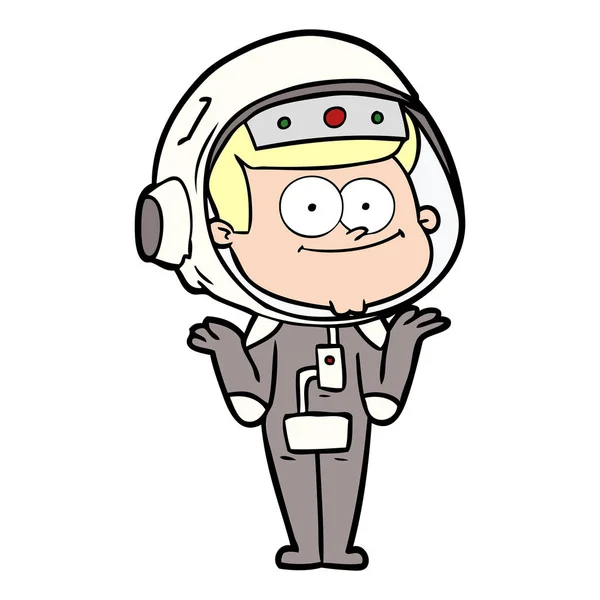 Ilustración Vectorial Dibujos Animados Astronauta Feliz — Vector de stock