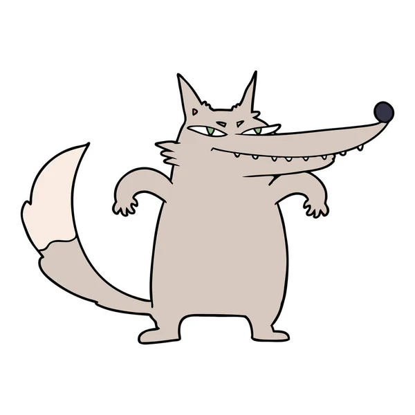 Vector Illustration Cartoon Wolf — Stock Vector