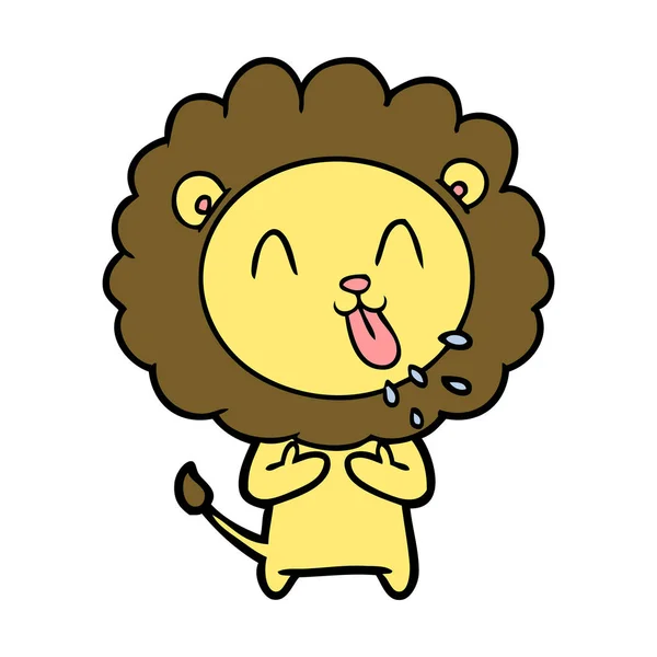 Illustration Vectorielle Lion Dessin Animé Heureux — Image vectorielle