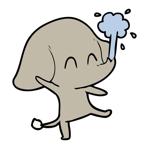 Mignon Dessin Animé Éléphant Spouting Eau — Image vectorielle