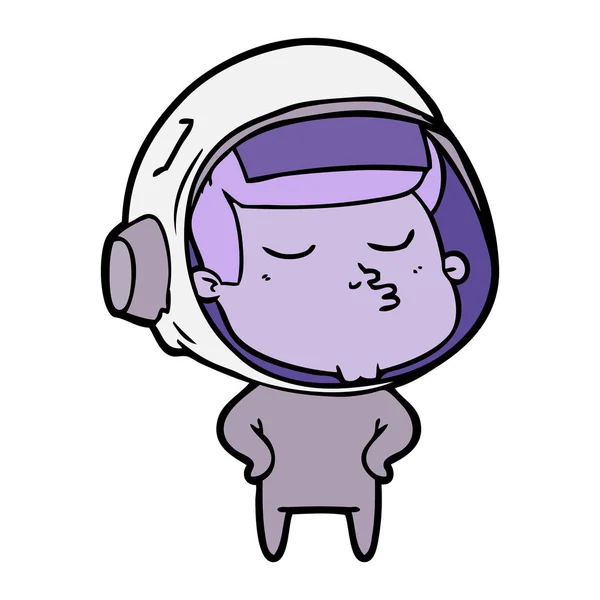 Wektor Ilustracja Kreskówka Pewnie Astronauta — Wektor stockowy