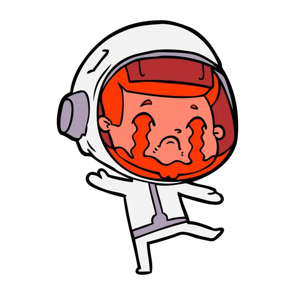 卡通哭声宇航员的矢量图解 — 图库矢量图片
