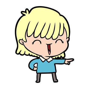 Çizgi filmdeki kadının vektör çizimi