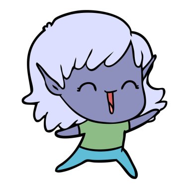 vektör çizim karikatür elf kızı