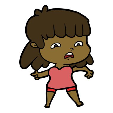 vektör çizim karikatür endişeli kadın