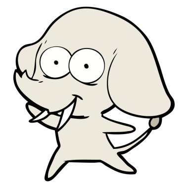 mutlu çizgi film fil vektör çizim