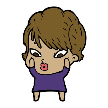 Çizgi filmdeki kadının vektör çizimi 