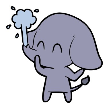 sevimli çizgi fil spouting su