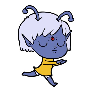 vektör çizim karikatür uzaylı kız