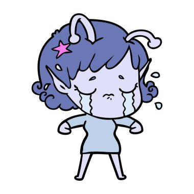 ağlayan uzaylı kız çizgi film