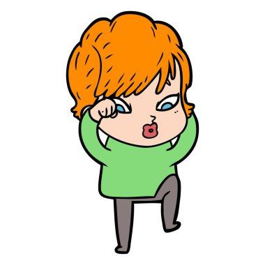 Çizgi filmdeki kadının vektör çizimi