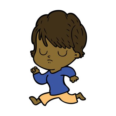 Çizgi filmdeki kadının vektör çizimi