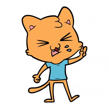 vektör çizim karikatür kedi tıslama