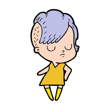 Çizgi filmdeki kadının vektör çizimi