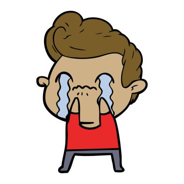 vektör çizim karikatür adam ağlıyor