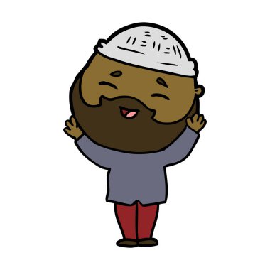 Çizgi film mutlu sakallı adam