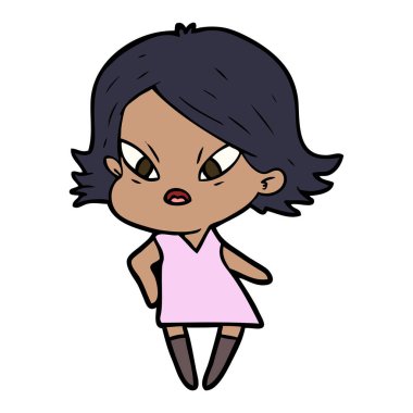 vektör çizim karikatür kadın vurguladı