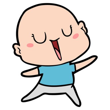 mutlu karikatür kel adam