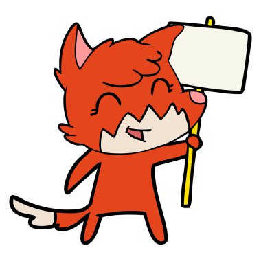 mutlu karikatür fox vektör çizim