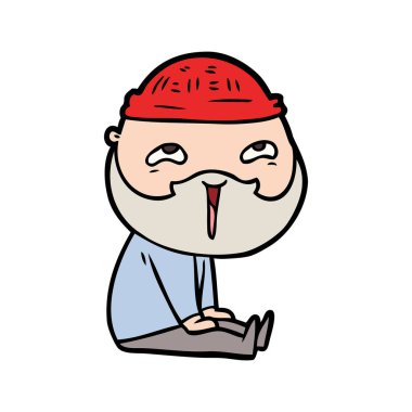 Çizgi film mutlu sakallı adam