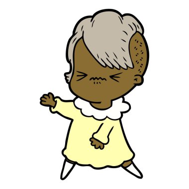 karikatür rahatsız hippi kız