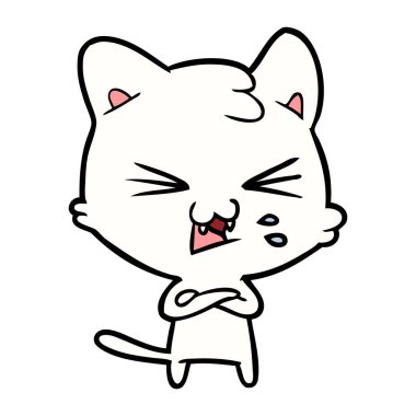 vektör çizim karikatür kedi tıslama