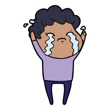 vektör çizim karikatür adam ağlıyor