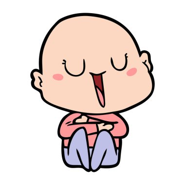 mutlu karikatür kel adam