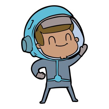 mutlu karikatür astronot vektör çizim