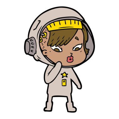 vektör çizim karikatür astronot kadın